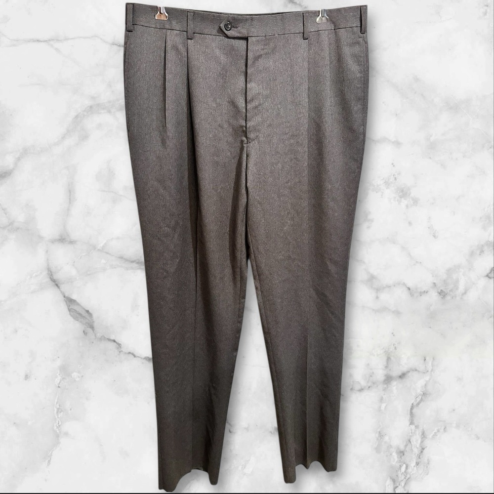 Jos A Bank Men Dress Pant EXECUTIVE COLLECTION Gray 100% Wool 38 Reg Not Hemmed‎